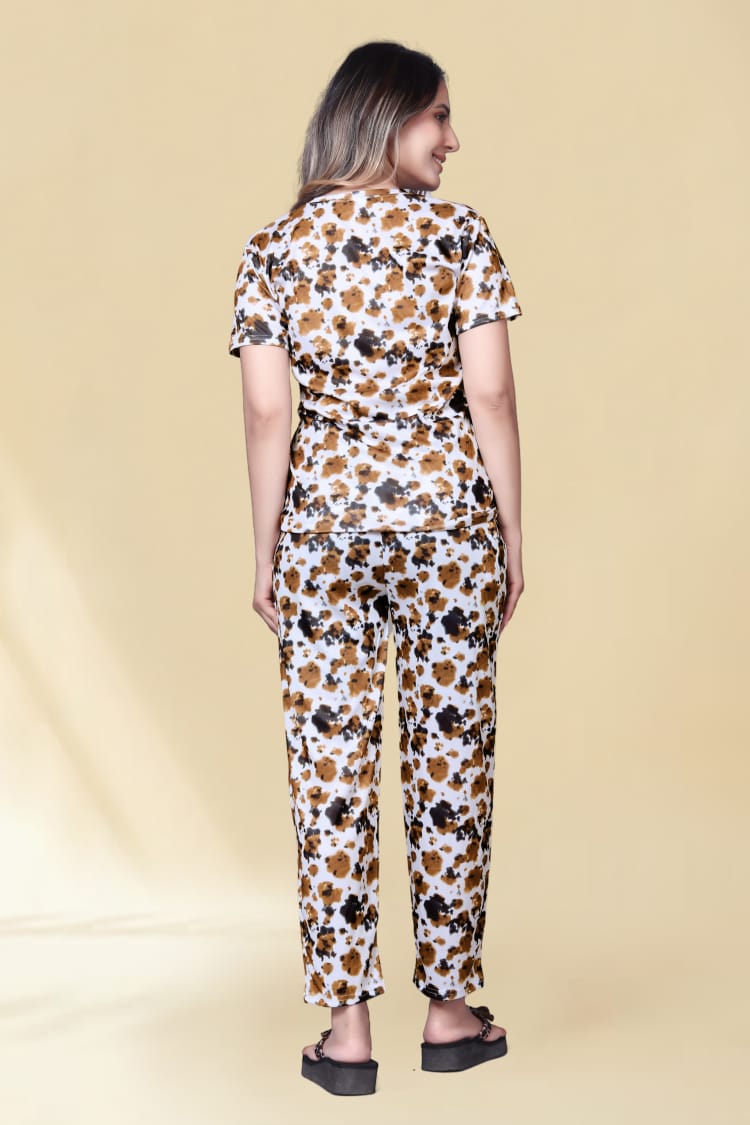 Earth Mist – Brown & Black Abstract Nightwear Set