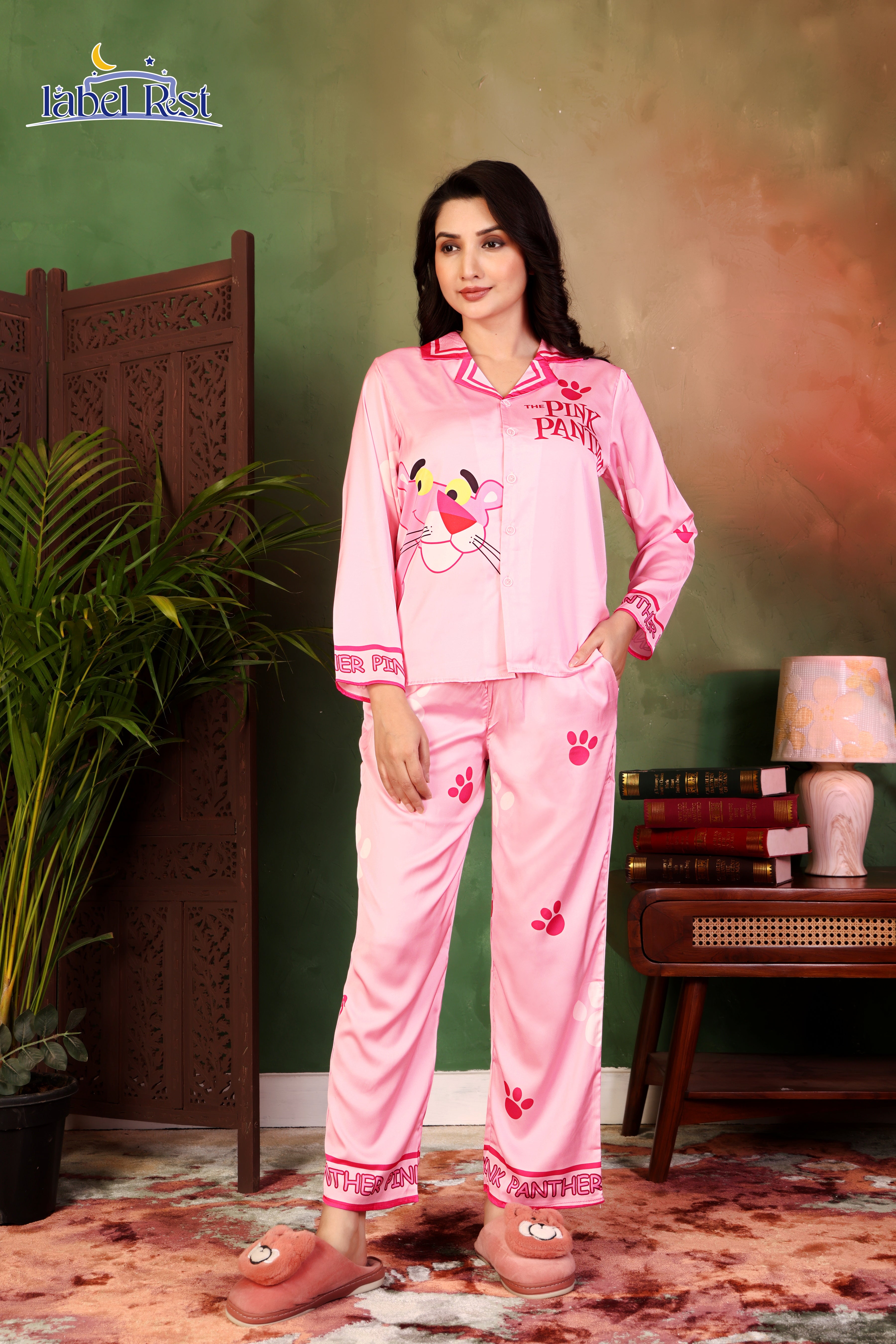 💗 Pink Panther Satin Nightwear Set