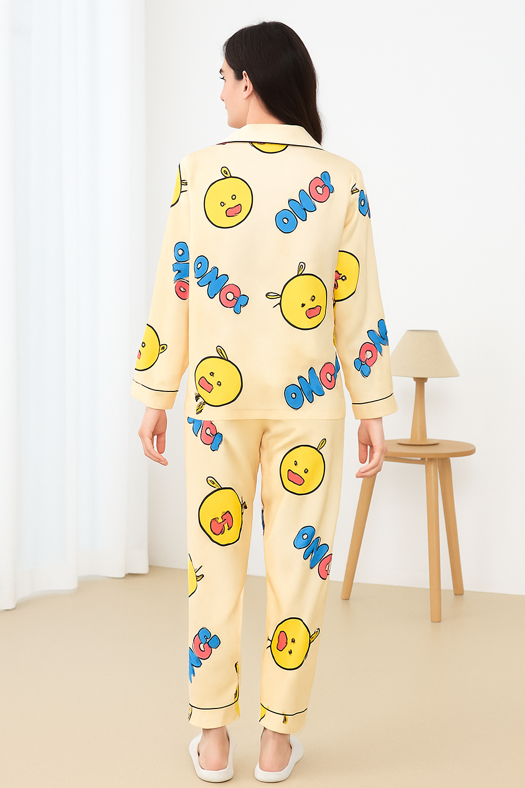 OMG Cartoon Duck Satin Pajama Set – Women’s Loungewear