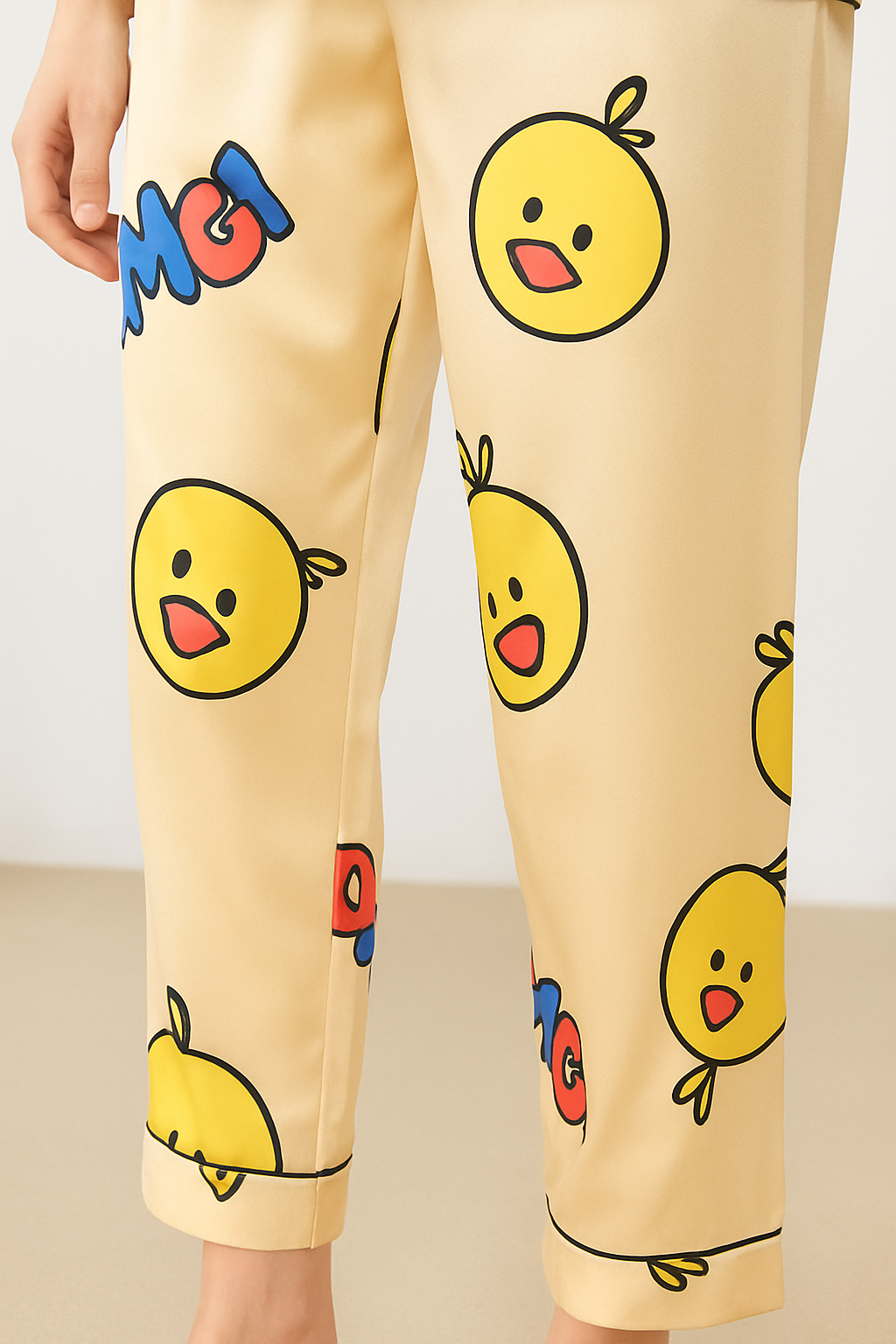 OMG Cartoon Duck Satin Pajama Set – Women’s Loungewear