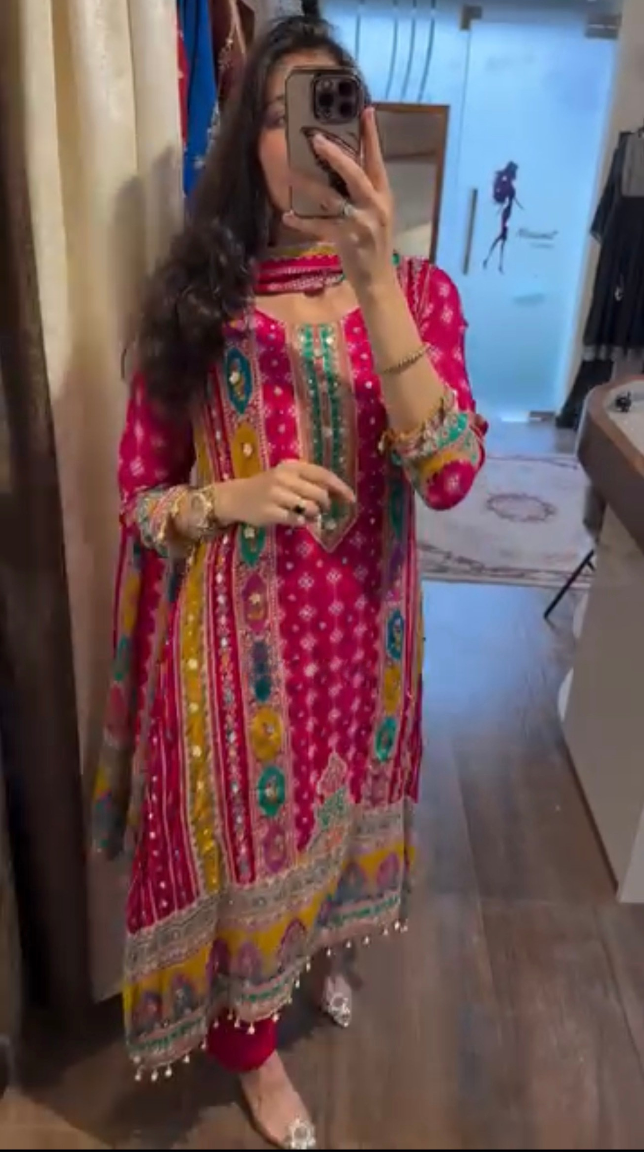 Rangrez Pink Embroidered Kurti Set