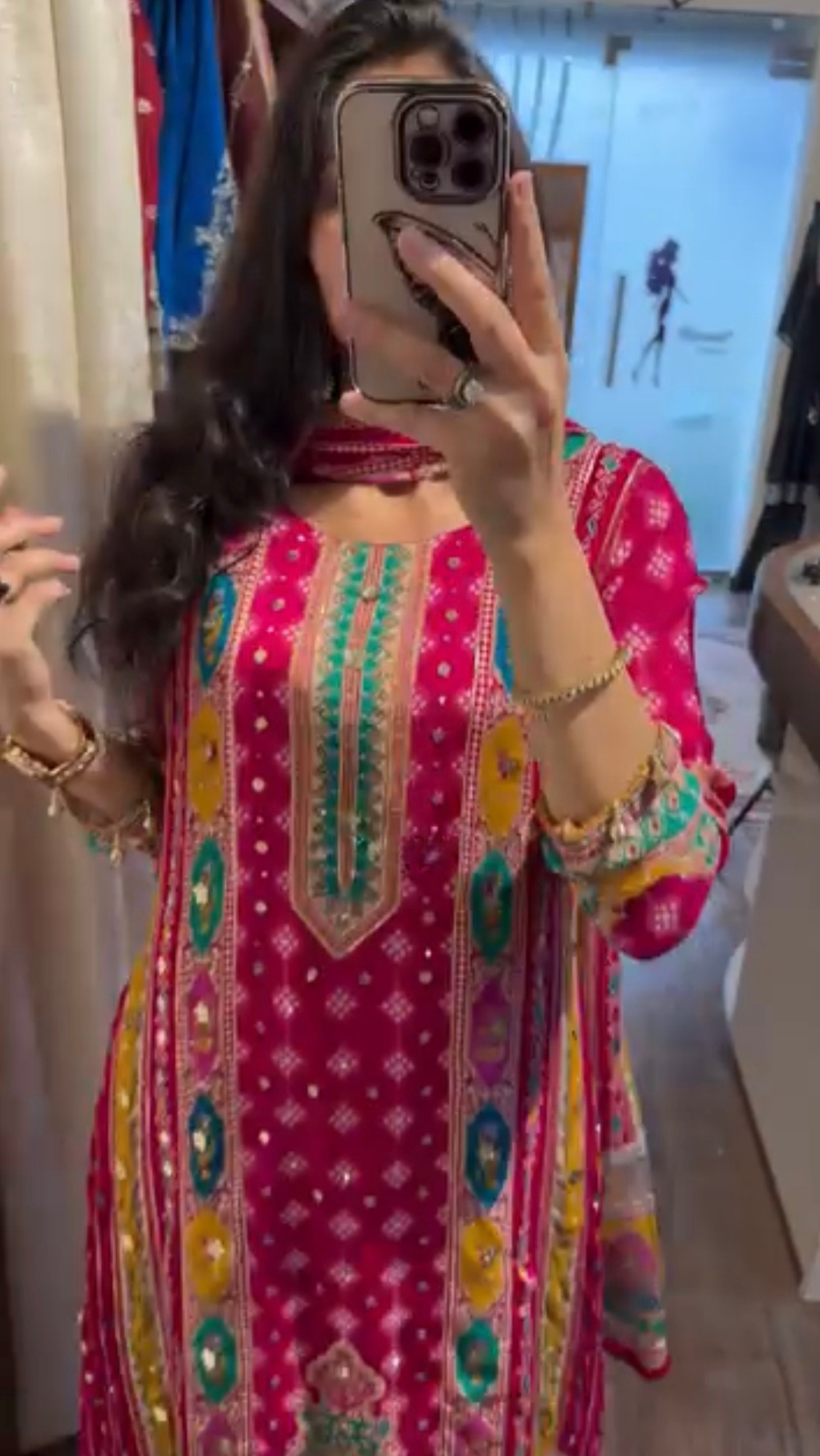 Rangrez Pink Embroidered Kurti Set