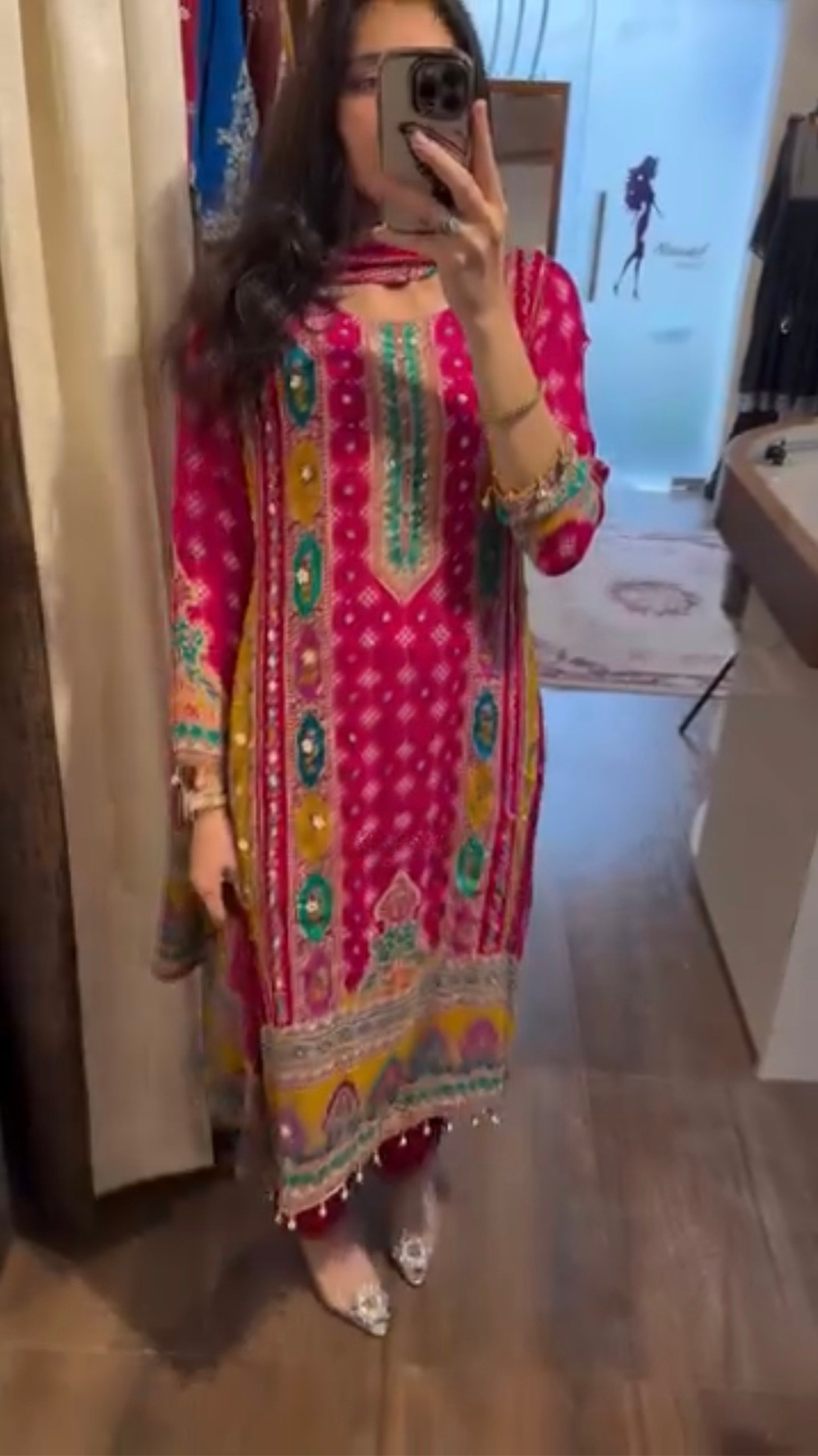 Rangrez Pink Embroidered Kurti Set
